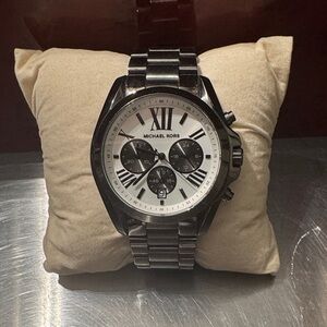 Michael Kors Bradshaw Chronograph White Dial Gunmetal Ion-plated Men's Watch